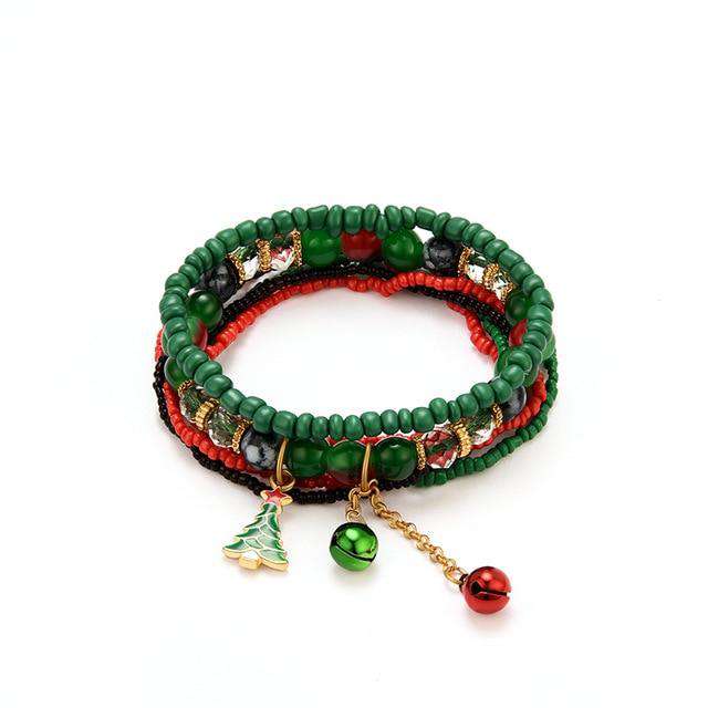 Natural Stone Crystal Christmas Bracelet - Christmas Santa