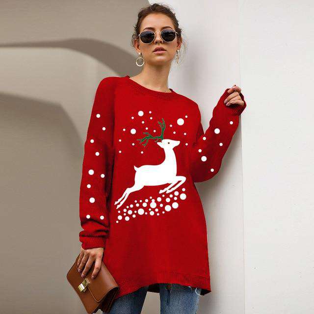 Knitted long sweater | Christmas sweater - Christmas Santa