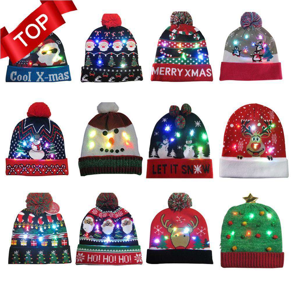 LED Christmas Beanie Hats